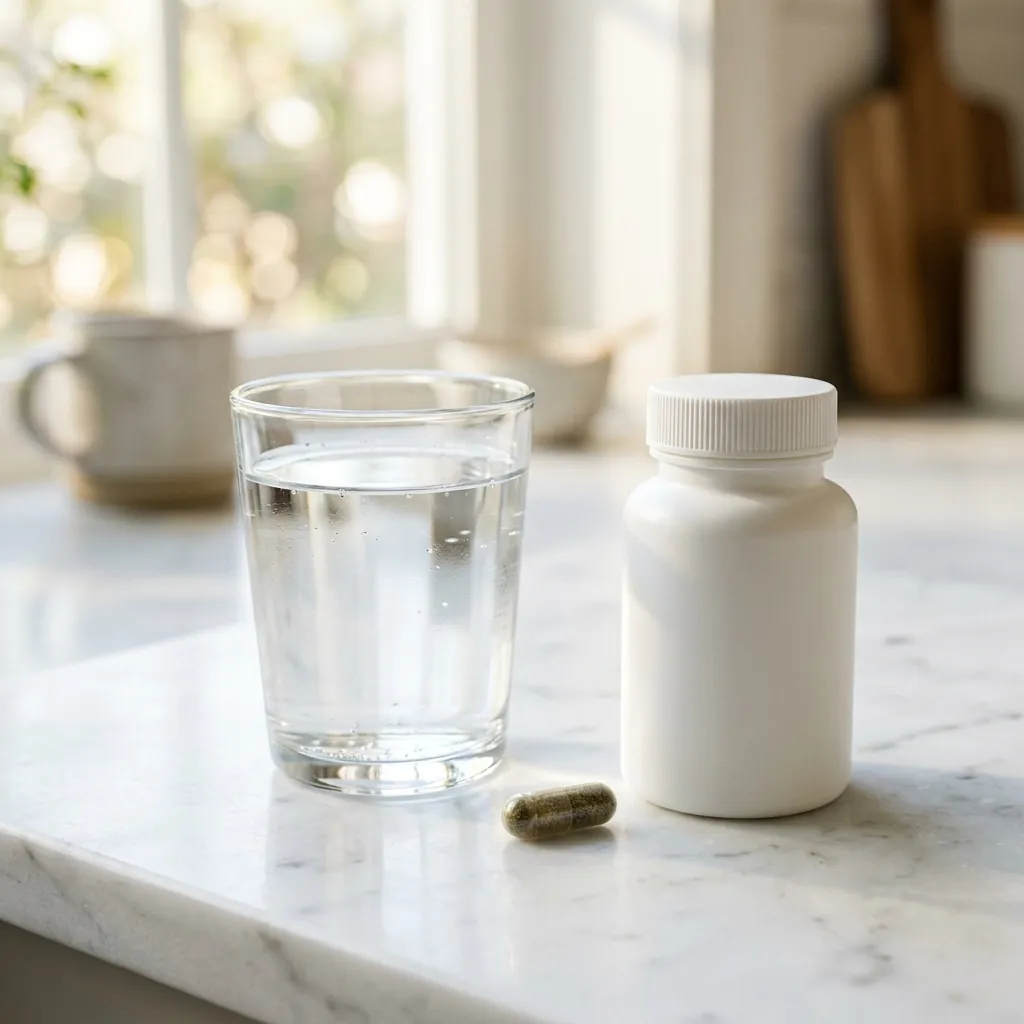 Glass of Water and Capsule for Step 1